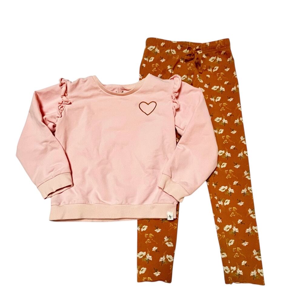 Love & Grow Heart Sweatshirt Fall Floral Set Size 7